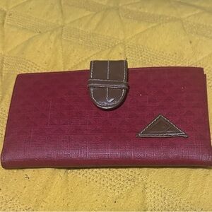 Liz Claiborne Red Wallet with Brown Trim